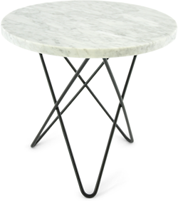 OX DENMARQ Mini O Table Hvit Marmor med Svart Ramme Ø40