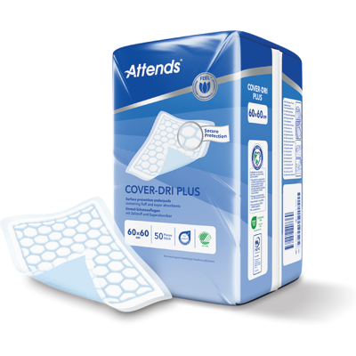Attends Cover-Dri Plus 60x60cm, 50 stk. Attends Cover-Dri Plus 60x60cm, 50 stk.