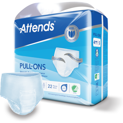 Attends Pull-Ons 4 buksebleie, Small, 22 stk. Attends Pull-Ons 4 buksebleie, Small, 22 stk.