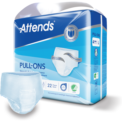 Attends Pull-Ons 4 buksebleie, Large, 22 stk. Attends Pull-Ons 4 buksebleie, Large, 22 stk.