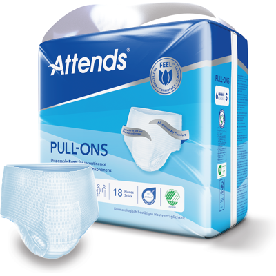Attends Pull-ons 6 buksebleie, Small, 18 stk. Attends Pull-ons 6 buksebleie, Small, 18 stk.