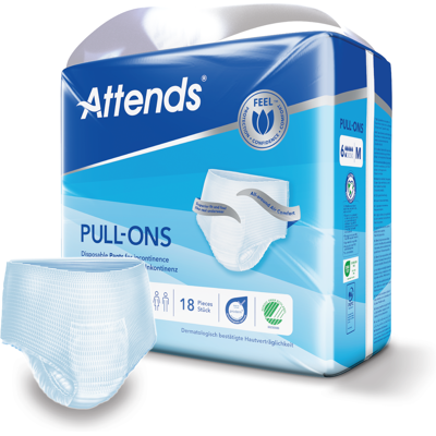 Attends Pull-ons 6 buksebleie, Medium, 18 stk. Attends Pull-ons 6 buksebleie, Medium, 18 stk.
