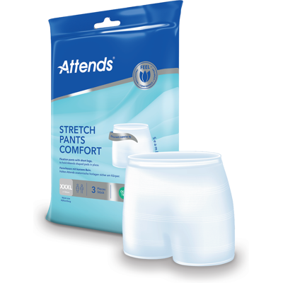 Attends Stretchpants Comfort, Unisex, XXX-Large, med korte ben, 3 stk. Attends Stretchpants Comfort, Unisex, XXX-Large, med korte ben, 3 stk.