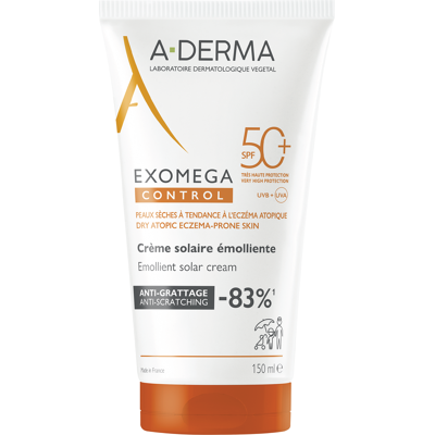 A-Derma Exomega Control Emollient Solkrem SPF 50+ - Beskyttelse for ansikt og kropp A-Derma Exomega Control Emollient Solkrem SPF 50+ - Beskyttelse for ansikt og kropp