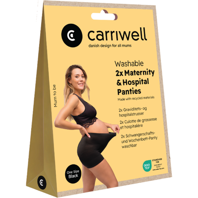 Carriwell Washable Maternity & Hospital Panties, Onesize, svart, 2 stk. Carriwell Washable Maternity & Hospital Panties, Onesize, svart, 2 stk.