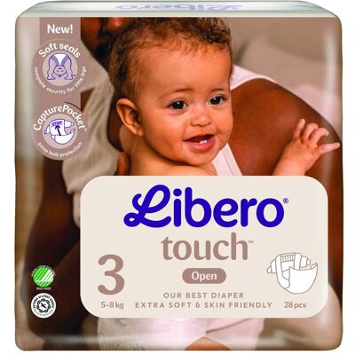 Libero Touch 3 Åpen Bleie, 4-8 kg, 28 stk. Libero Touch 3 Åpen Bleie, 4-8 kg, 28 stk.