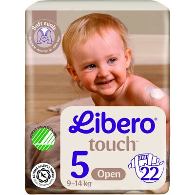 Libero Touch 5 Åpen Bleie, 10-14 kg, 22 stk. Libero Touch 5 Åpen Bleie, 10-14 kg, 22 stk.
