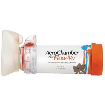 Aerochamber PlusFlow-Vu maske, Inhalasjonskammer med maske, 0-18 måneder, 1 stk Aerochamber PlusFlow-Vu maske, Inhalasjonskammer med maske, 0-18 måneder, 1 stk