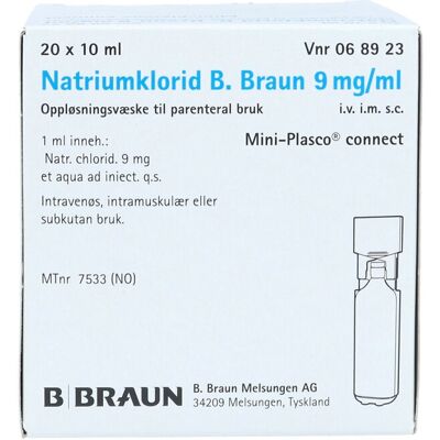Braun Natriumklorid 9 mg/ml inj, 20 x 10 ml Braun Natriumklorid 9 mg/ml inj, 20 x 10 ml