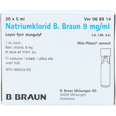 Braun Natriumklorid 9 mg/ml inj, 20 x 5 ml Braun Natriumklorid 9 mg/ml inj, 20 x 5 ml