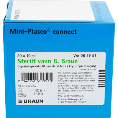 Braun Sterilt vann (til injeksjon), 20 x 10 ml Braun Sterilt vann (til injeksjon), 20 x 10 ml