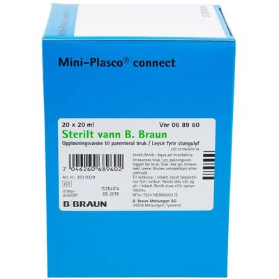 Braun Sterilt vann (til injeksjon), 20 x 20 ml Braun Sterilt vann (til injeksjon), 20 x 20 ml