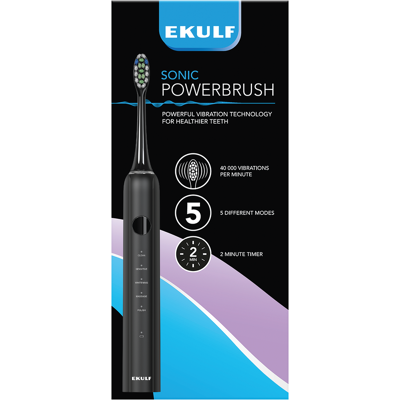 Ekulf Sonic PowerBrush, Sort. 1 stk. Ekulf Sonic PowerBrush, Sort. 1 stk.