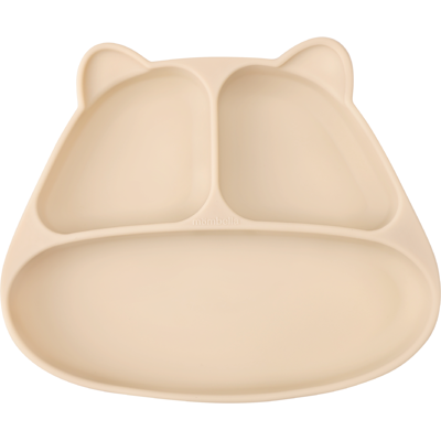 Mombella Panda Tallerken i silikon m/sugefot, Lys brun, 1 stk. Mombella Panda Tallerken i silikon m/sugefot, Lys brun, 1 stk.