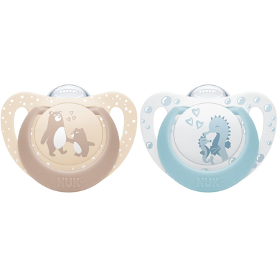 NUK First Choice Silikon Smokk, 0-6 mnd, beige/lyseblå, 2 stk. NUK First Choice Silikon Smokk, 0-6 mnd, beige/lyseblå, 2 stk.