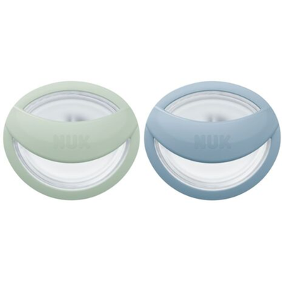 NUK MommyFeel Silikon Smokk, 0-9 mnd, grønn/blå, 2 stk. NUK MommyFeel Silikon Smokk, 0-9 mnd, grønn/blå, 2 stk.