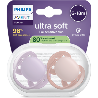 Philips Ultra Soft Smokk, 6-18 mnd, lilla/rosa, 2 stk. Philips Ultra Soft Smokk, 6-18 mnd, lilla/rosa, 2 stk.