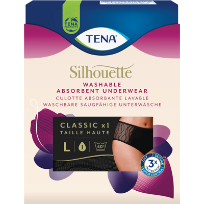 Tena Silhouette Washable Underwear Truse, Sort, Large, 1 stk. Tena Silhouette Washable Underwear Truse, Sort, Large, 1 stk.