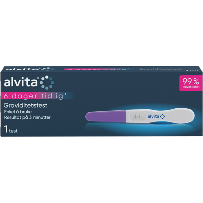 Alvita 6 Dager Tidlig Graviditetstest, 1 stk. Alvita 6 Dager Tidlig Graviditetstest, 1 stk.