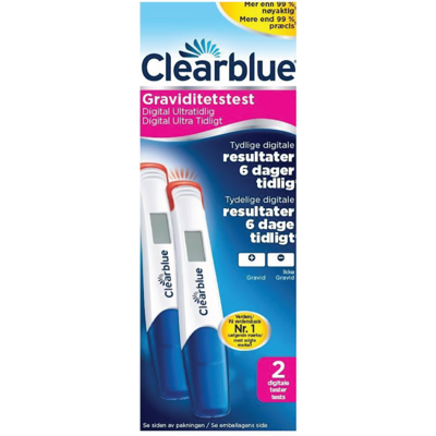 Clearblue Graviditetstest Digital Ultra Early, 2 stk. Clearblue Graviditetstest Digital Ultra Early, 2 stk.