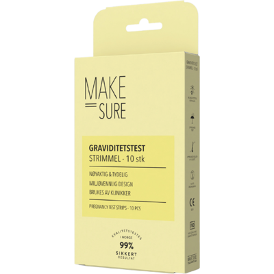 Make Sure Graviditetstest Strimmel, 10 stk. Make Sure Graviditetstest Strimmel, 10 stk.