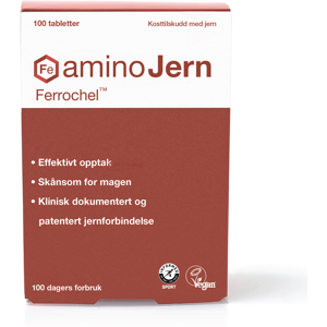 aminoJern Ferrochel 21 mg tabletter, 100 stk. aminoJern Ferrochel 21 mg tabletter, 100 stk.