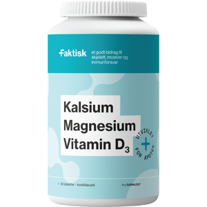Faktisk Kalsium + Magnesium + Vitamin D3 tabletter, 90 stk. Faktisk Kalsium + Magnesium + Vitamin D3 tabletter, 90 stk.