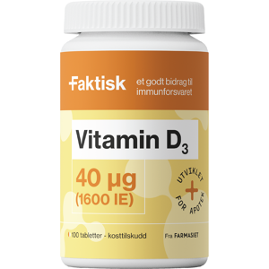 Faktisk Vitamin D3 40 µg tabletter, 100 stk. Faktisk Vitamin D3 40 µg tabletter, 100 stk.