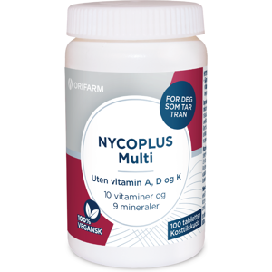 Nycoplus Multi uten A-, D- og K-vitamin tabletter, 100 stk. Nycoplus Multi uten A-, D- og K-vitamin tabletter, 100 stk.