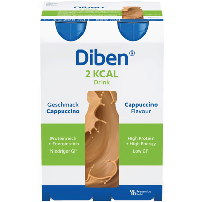 Diben 2kcal Drink næringsdrikk, Cappuccino, 4x200 ml Diben 2kcal Drink næringsdrikk, Cappuccino, 4x200 ml