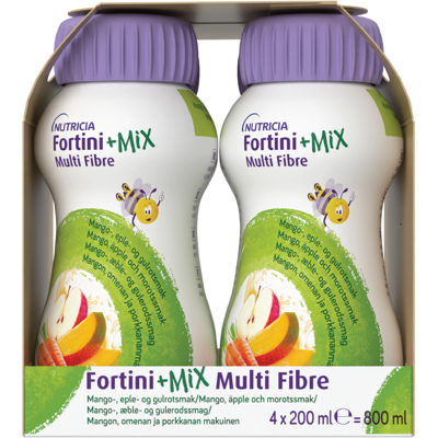 Fortini +Mix Multi Fibre Næringsdrikk, Mango, eple og gulrot, 4x200 ml Fortini +Mix Multi Fibre Næringsdrikk, Mango, eple og gulrot, 4x200 ml