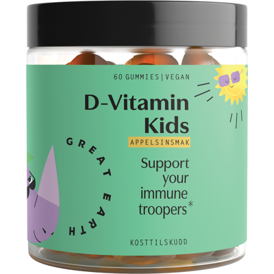 Great Earth D-Vitamin Kids gummies, Appelsin, 60 stk. Great Earth D-Vitamin Kids gummies, Appelsin, 60 stk.