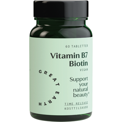 Great Earth Vitamin B7 Biotin tabletter, 60 stk. Great Earth Vitamin B7 Biotin tabletter, 60 stk.