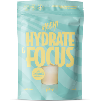 Heey! Hydrate & Focus Elektrolytter + Lions Mane, Lemon, 240 g Heey! Hydrate & Focus Elektrolytter + Lions Mane, Lemon, 240 g