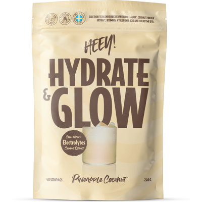 Heey! Hydrate & Glow Elektrolytter + Coll-egan®, Pineapple Coconut, 240 g Heey! Hydrate & Glow Elektrolytter + Coll-egan®, Pineapple Coconut, 240 g