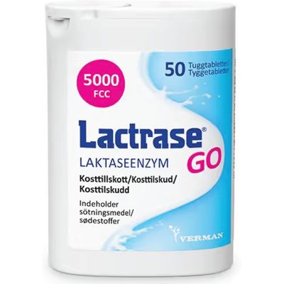 Lactrase GO Tyggetabletter, 50 stk. Lactrase GO Tyggetabletter, 50 stk.