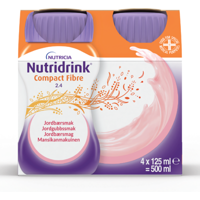Nutridrink Compact Fibre Næringsdrikk, Jordbær, 4x125 ml Nutridrink Compact Fibre Næringsdrikk, Jordbær, 4x125 ml