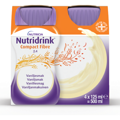 Nutridrink Compact Fibre Næringsdrikk, Vanilje, 4x125 ml Nutridrink Compact Fibre Næringsdrikk, Vanilje, 4x125 ml