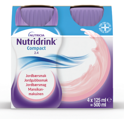 Nutridrink Compact næringsdrikk, Jordbær, 4x125 ml Nutridrink Compact næringsdrikk, Jordbær, 4x125 ml