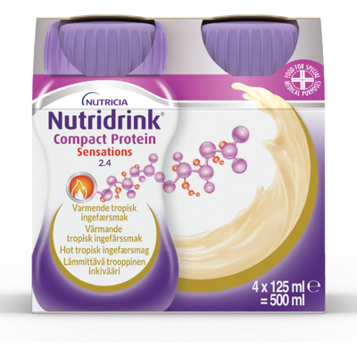 Nutridrink Compact Protein Sensations Næringsdrikk, Varmende tropisk ingefær, 4x125 ml Nutridrink Compact Protein Sensations Næringsdrikk, Varmende tropisk ingefær, 4x125 ml