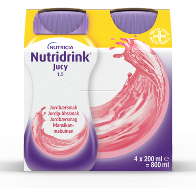Nutridrink Jucy Næringsdrikk, Jordbær, 4x200 ml Nutridrink Jucy Næringsdrikk, Jordbær, 4x200 ml