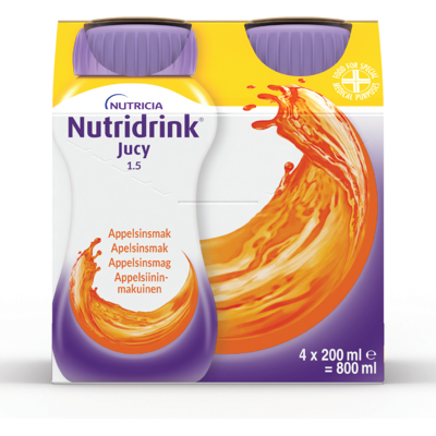 Nutridrink Jucy Næringsdrikk, Appelsin, 4x200 ml Nutridrink Jucy Næringsdrikk, Appelsin, 4x200 ml