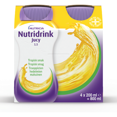 Nutridrink Jucy Næringsdrikk, Tropisk, 4x200 ml Nutridrink Jucy Næringsdrikk, Tropisk, 4x200 ml