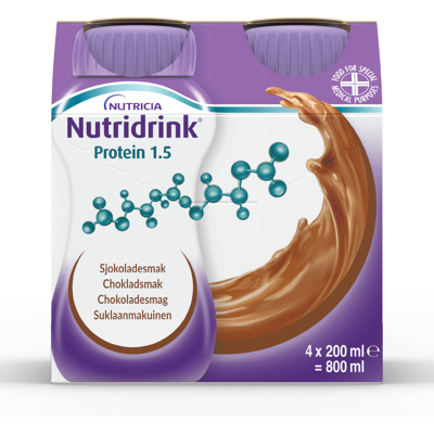 Nutridrink Protein 1.5 Næringsdrikk, Sjokolade, 4x200 ml Nutridrink Protein 1.5 Næringsdrikk, Sjokolade, 4x200 ml