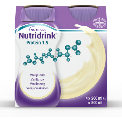 Nutridrink Protein 1.5 Næringsdrikk, Vanilje, 4x200 ml Nutridrink Protein 1.5 Næringsdrikk, Vanilje, 4x200 ml