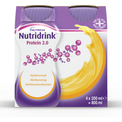 Nutridrink Protein 2.0 Næringsdrikk, Aprikos, 4x200 ml Nutridrink Protein 2.0 Næringsdrikk, Aprikos, 4x200 ml