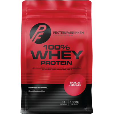 Proteinfabrikken PF 100% Whey Protein V2 - Jordbær - Myseproteinpulver Proteinfabrikken PF 100% Whey Protein V2 - Jordbær - Myseproteinpulver