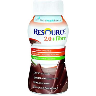 Resource 2,0 + Fibre næringsdrikk sjokolade, 4x200 ml Resource 2,0 + Fibre næringsdrikk sjokolade, 4x200 ml