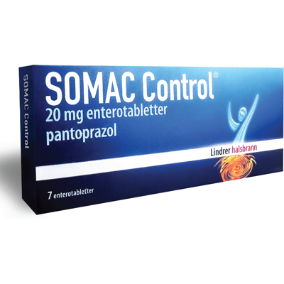 Somac Control 20 mg enterotabletter, 7 stk. Somac Control 20 mg enterotabletter, 7 stk.