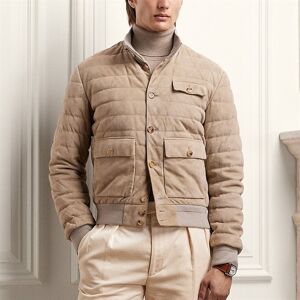 RL Purple Label Quilted Suede Down Jacket - Trffle Beige M